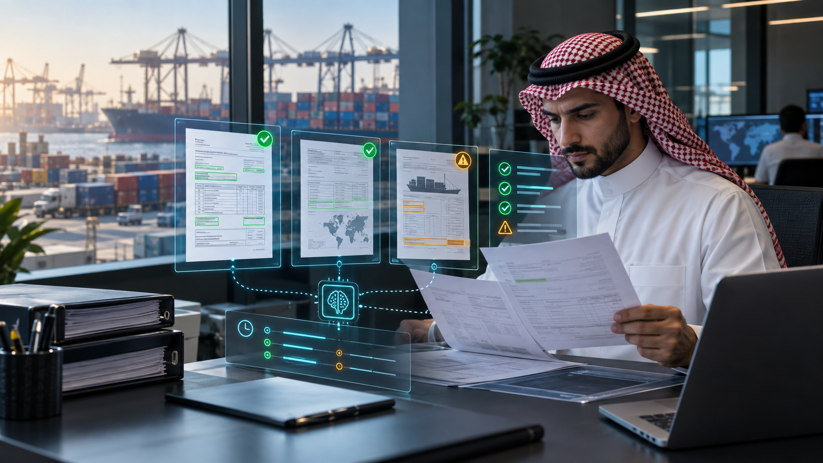 Customs document intelligence in a Saudi logistics office